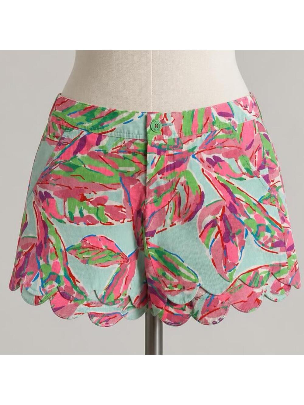 Lilly Pulitzer The Buttercup Short Floral Cotton Scalloped Hem Shorts Size 000